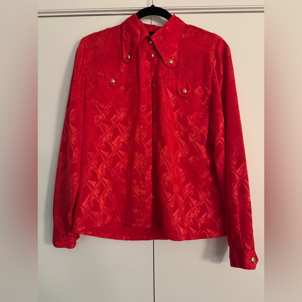 Simon Chang Red Textured Shirt